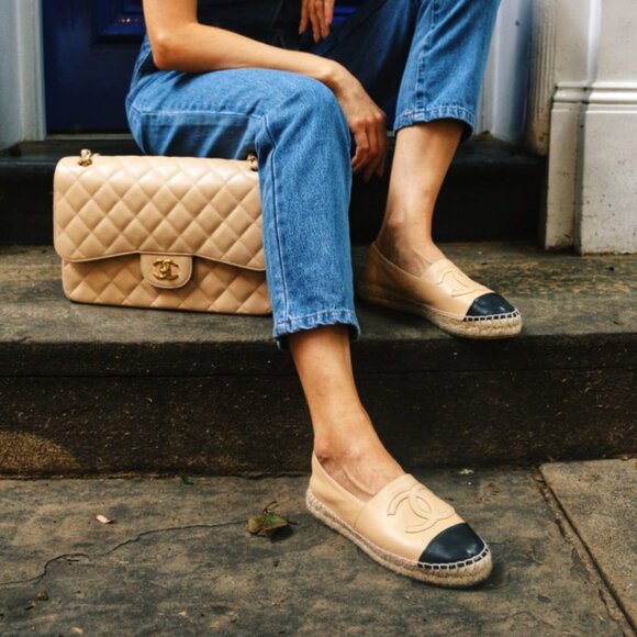 Like New Chanel Espadrilles Camel/Black Size 40 - Picture 1 of 8